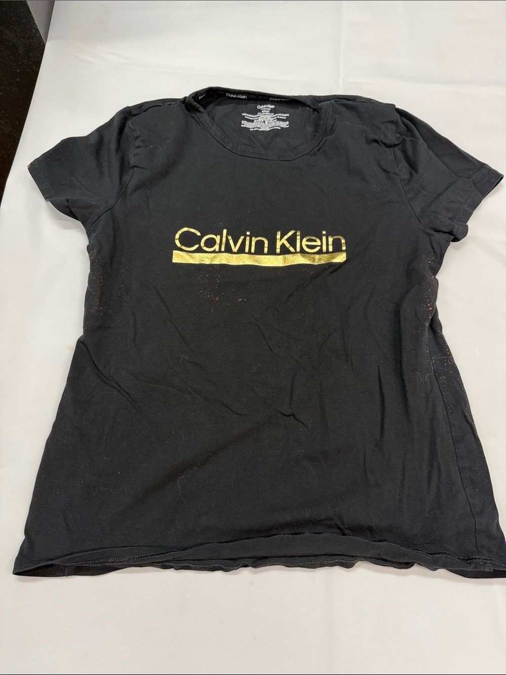 Calvin Klein Black Short-Sleeve Tee with Gold Logo